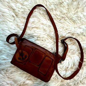 Harbour 2nd | Cognac Basketweave Leather Crossbody